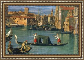Salute Framed Paintings - The Grand Canal at the Salute Church [detail] by Canaletto